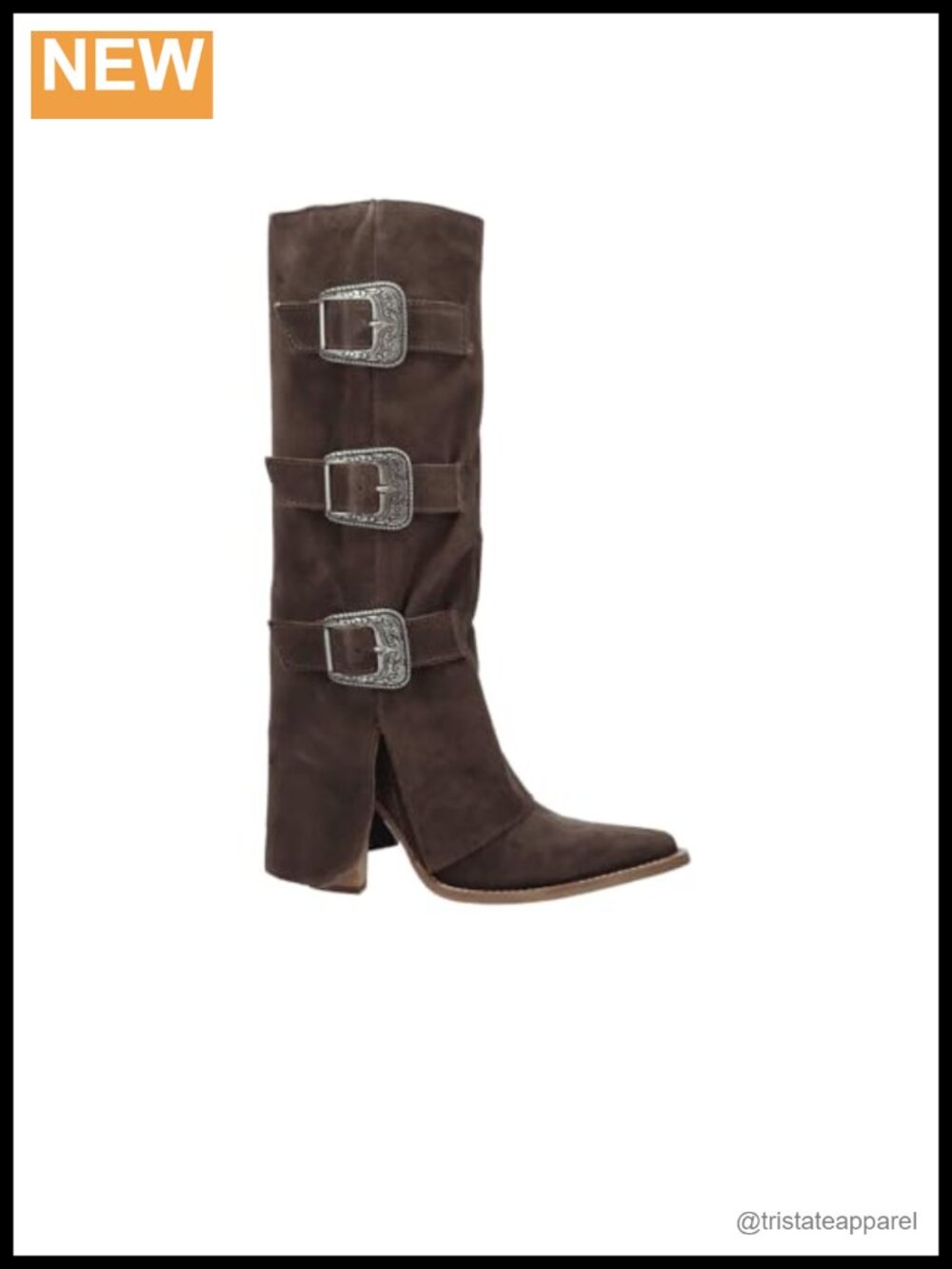 Dingo Buckle Bunny Suede Leather Casual Boots Over the Knee Mid Heel